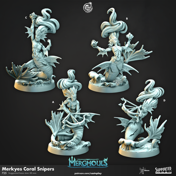 Merkyes Coral Sniper Miniatures | Merghouls | Fantasy Miniature | Cast n Play