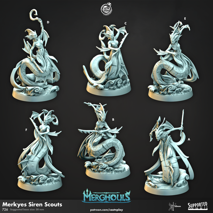 Merkyes Siren Scouts Miniatures | Merghouls | Fantasy Miniature | Cast n Play