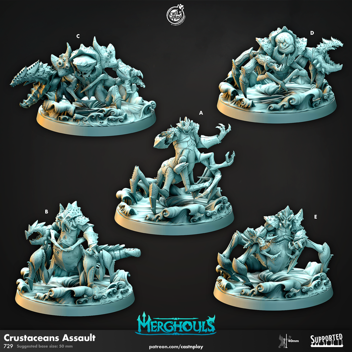 Crustacean Assault Miniatures | Merghouls | Fantasy Miniature | Cast n Play