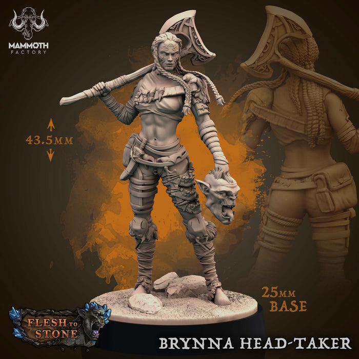 Brynna Head-Taker | Flesh to Stone | Fantasy Miniature | Mammoth Factory TabletopXtra