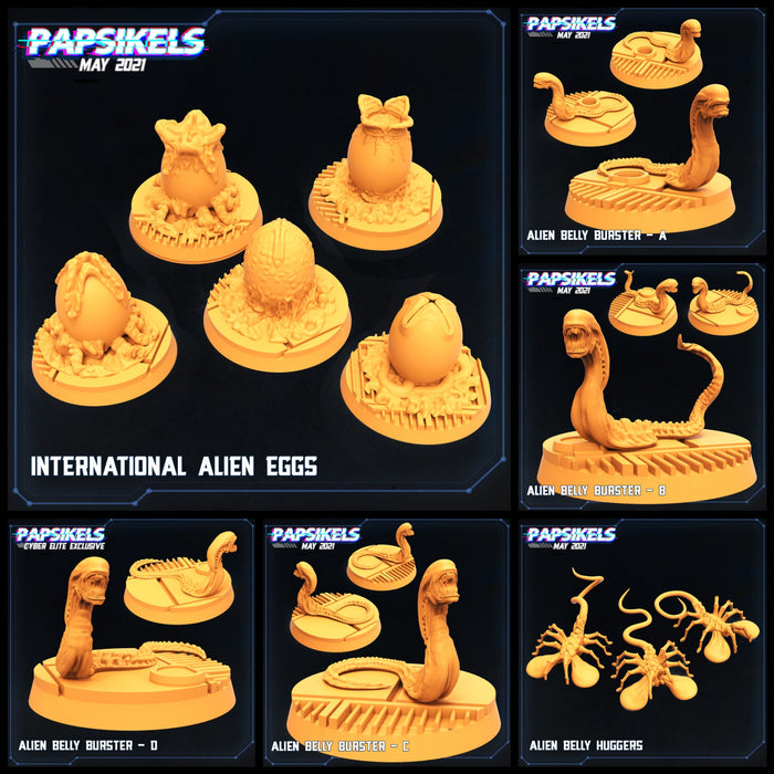 Chest Burster, Body Hugger & Egg Miniatures | Aliens Vs Humans | Sci-Fi Miniature | Papsikels TabletopXtra