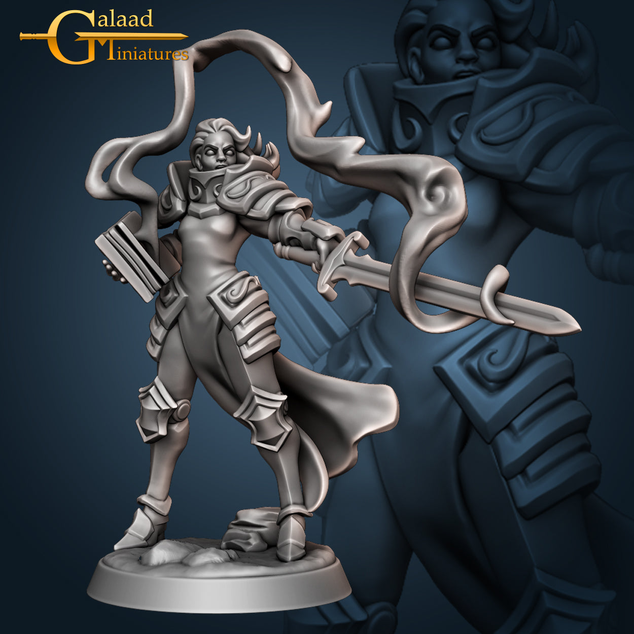 Cloak Knight E | Female Knights | Fantasy Miniature | Galaad Miniatures TabletopXtra