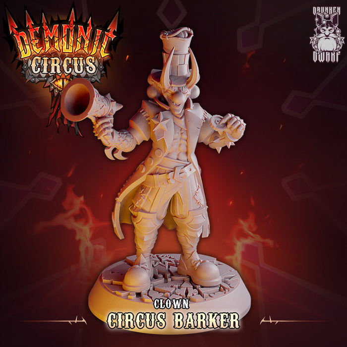 Clown Circus Barker | Demonic Circus | Fantasy Miniature | Drunken Dwarf TabletopXtra
