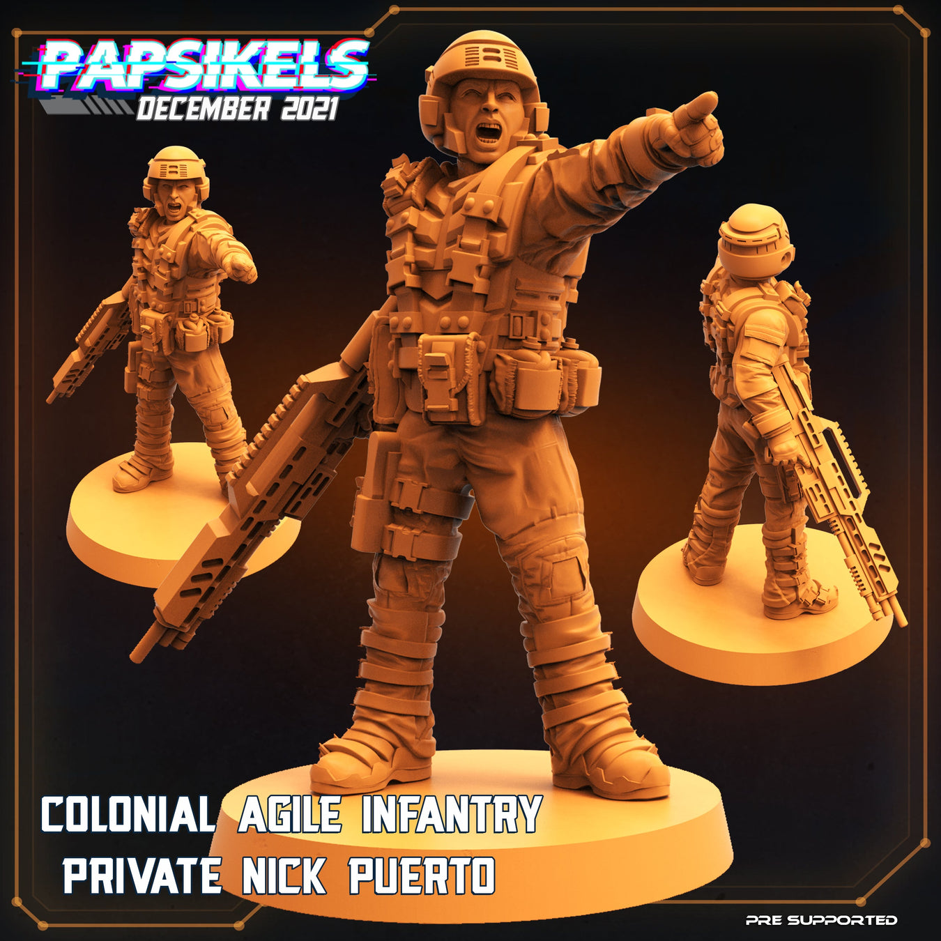 Colonial Agile Infantry PVT Nick Puerto | Dropship Troopers | Sci-Fi Miniature | Papsikels TabletopXtra