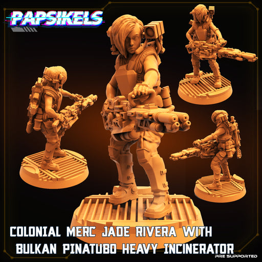 Colonial Merc Jade Rivera w/ Heavy Incinerator | Sci-Fi Specials | Sci-Fi Miniature | Papsikels TabletopXtra