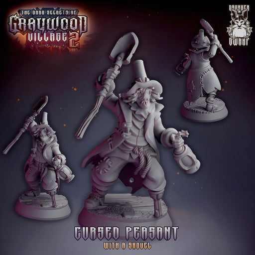 Cursed Peasant with a Shovel | Graywood Village 2 | Fantasy Miniature | Drunken Dwarf TabletopXtra