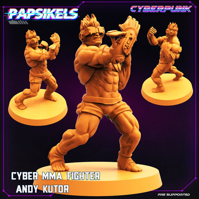 Cyber MMA Fighter Andy Kotur | Skelepunk Gang Wars | Sci-Fi Miniature | Papsikels TabletopXtra