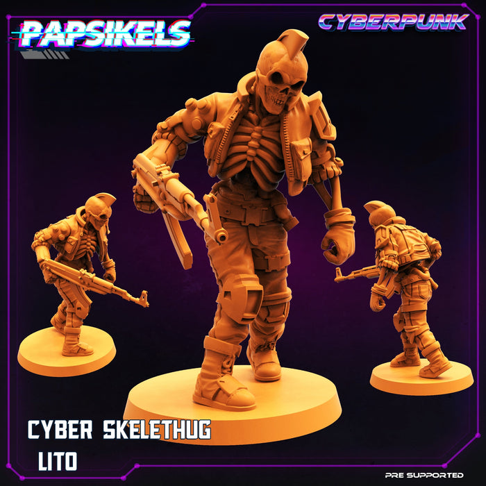 Cyber Skelethug Lito | Skelepunk Gang Wars | Sci-Fi Miniature | Papsikels TabletopXtra