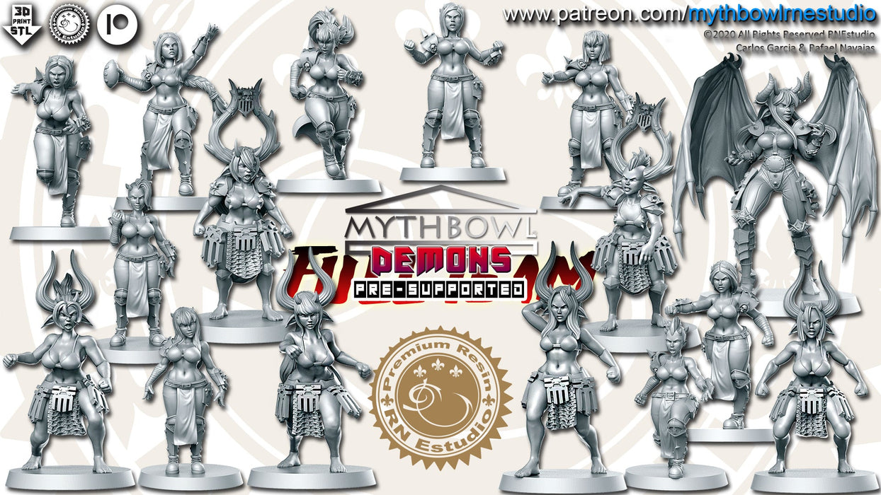Demon Miniatures (Full Team) | Mythbowl | Fantasy Miniature | RN Estudio TabletopXtra