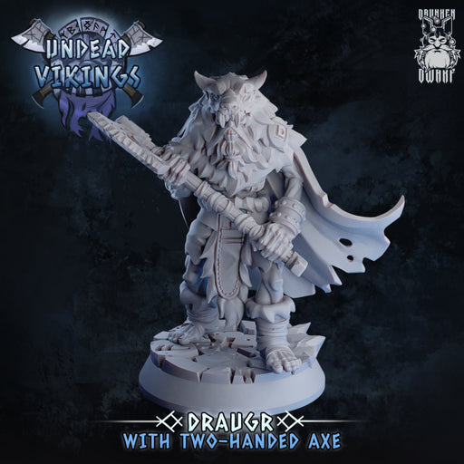 Draugr w/ Two-Handed Axe | Undead Vikings | Fantasy Miniature | Drunken Dwarf TabletopXtra