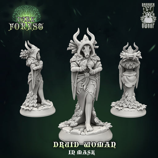 Druid Woman in Mask | Dark Forest Part 2 | Fantasy Miniature | Drunken Dwarf TabletopXtra