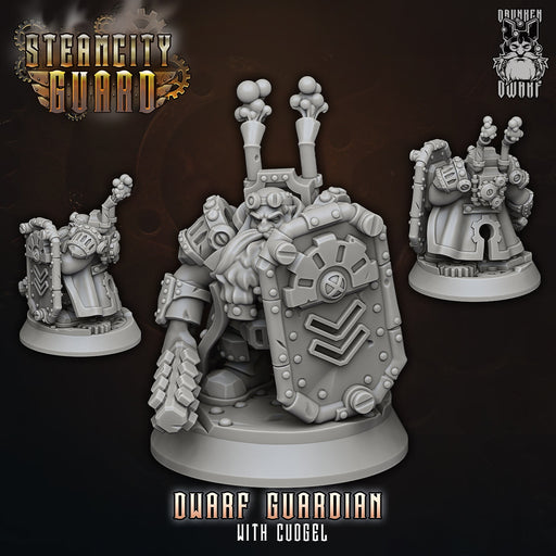 Dwarf Guardian w/ Cudgel | Steam City Guard Part 1 | Fantasy Miniature | Drunken Dwarf TabletopXtra