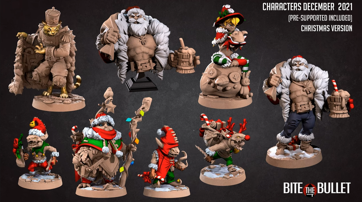 Festive Bullet Town Christmas Miniatures (Full Set) | Fantasy Miniature | Bite the Bullet TabletopXtra