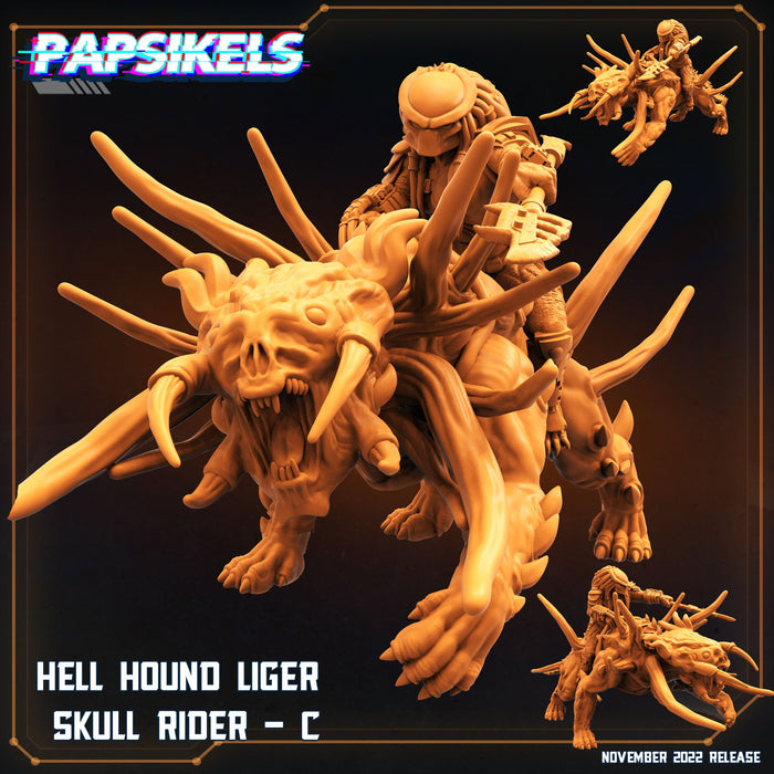 Hell Hound Liger Rider Miniatures | Aliens Vs Skull Hunters II | Sci-Fi Miniature | Papsikels TabletopXtra