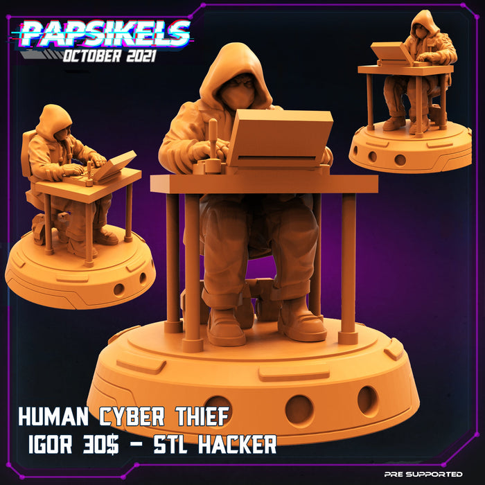 Human Cyber Thief Igor 30$ - STL Hacker | Bukunawa | Sci-Fi Miniature | Papsikels TabletopXtra