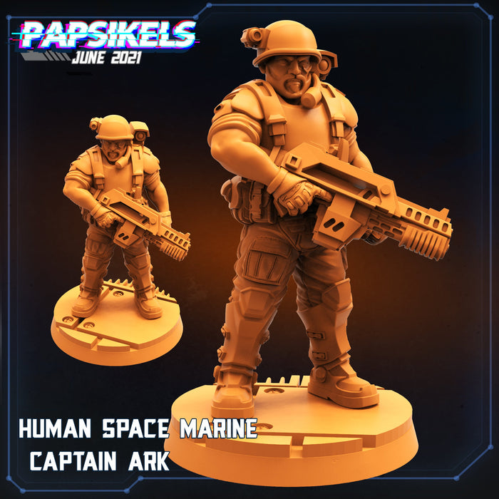 Human Space Marine Captain Ark | Aliens Vs Humans II | Sci-Fi Miniature | Papsikels TabletopXtra