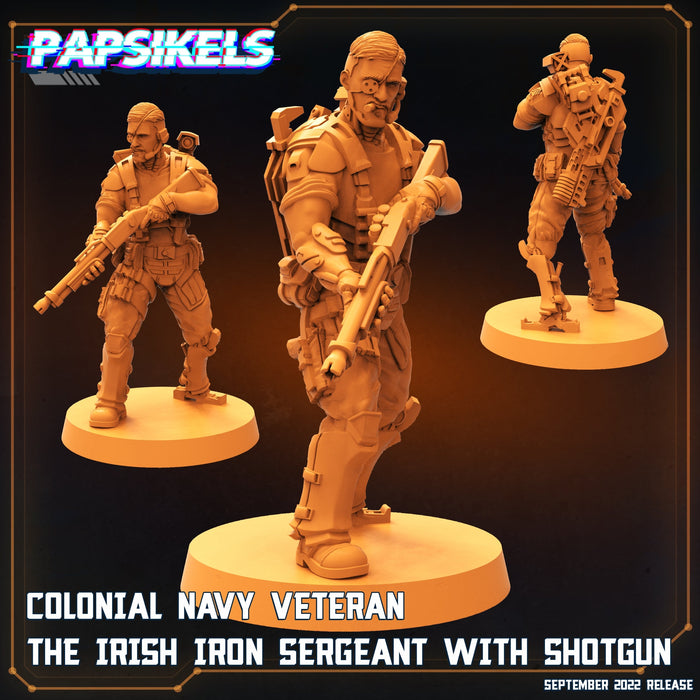 Irish Iron Srgt w/ Shotgun | Alien Wars II | Sci-Fi Miniature | Papsikels TabletopXtra