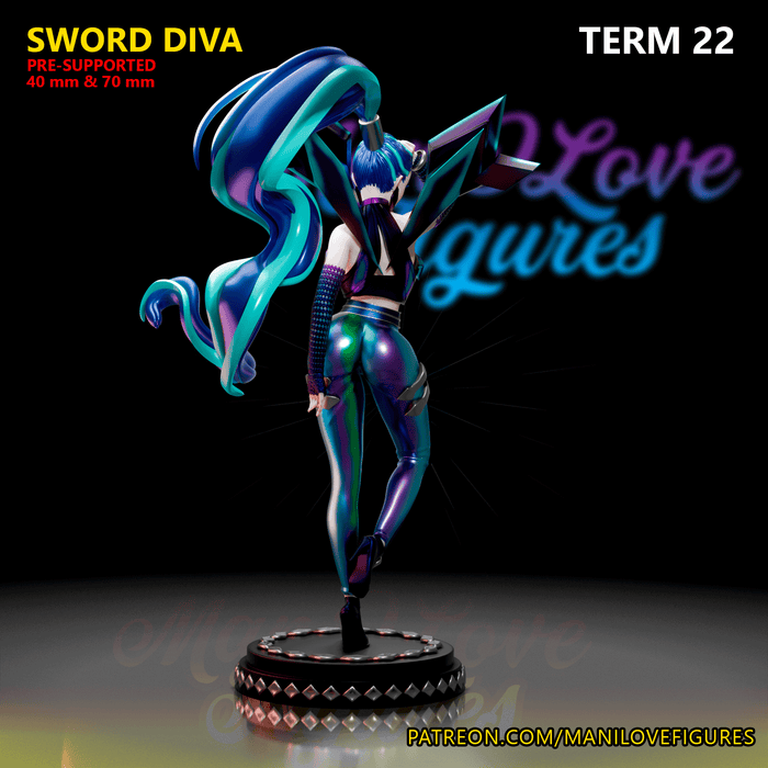 Sword Diva | Term 22 | Pin-Up Statue Fan Art Miniature Unpainted | Man I Love Figures