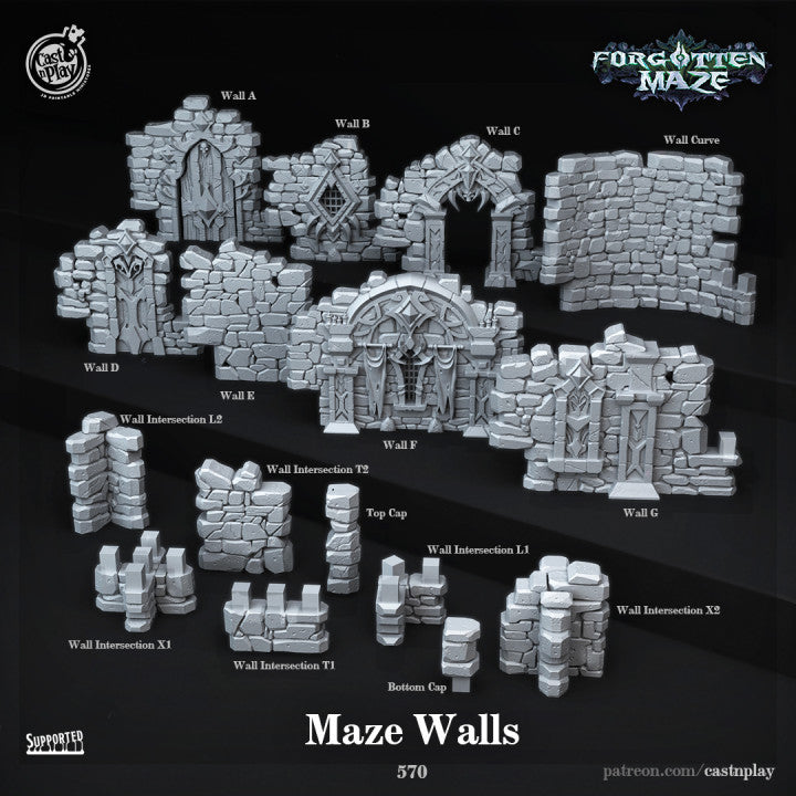 Maze Walls Scenery | Forgotten Maze | Fantasy Miniature | Cast n Play TabletopXtra