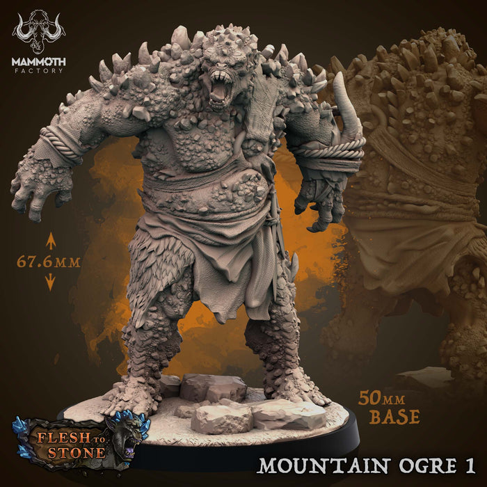 Mountain Ogre 1 | Flesh to Stone | Fantasy Miniature | Mammoth Factory TabletopXtra