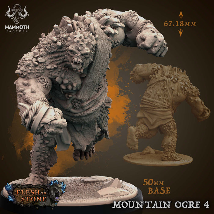 Mountain Ogre 4 | Flesh to Stone | Fantasy Miniature | Mammoth Factory TabletopXtra