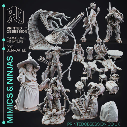 Ninjas & Mimics Miniatures (Full Set) | Fantasy Miniature | Printed Obsession TabletopXtra