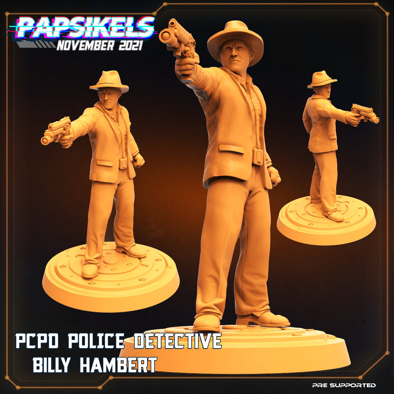 PCPD Police Detective Billy Hambert | Skull Hunters III The Bone Clan | Sci-Fi Miniature | Papsikels TabletopXtra