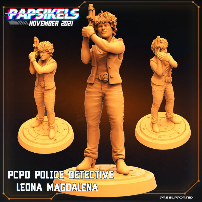 PCPD Police Detective Leona Magdalena | Skull Hunters III The Bone Clan | Sci-Fi Miniature | Papsikels TabletopXtra