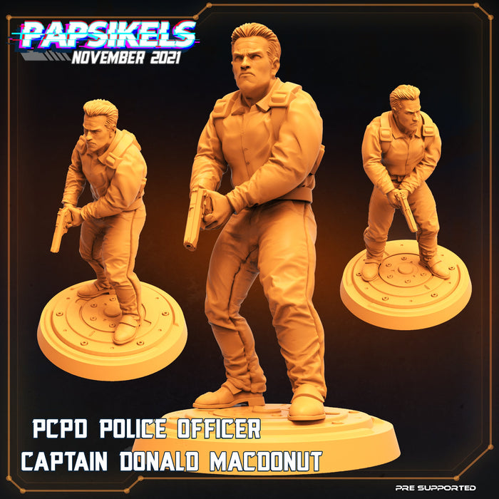 PCPD Police Officer Captain Donald MacDonut | Skull Hunters III The Bone Clan | Sci-Fi Miniature | Papsikels TabletopXtra