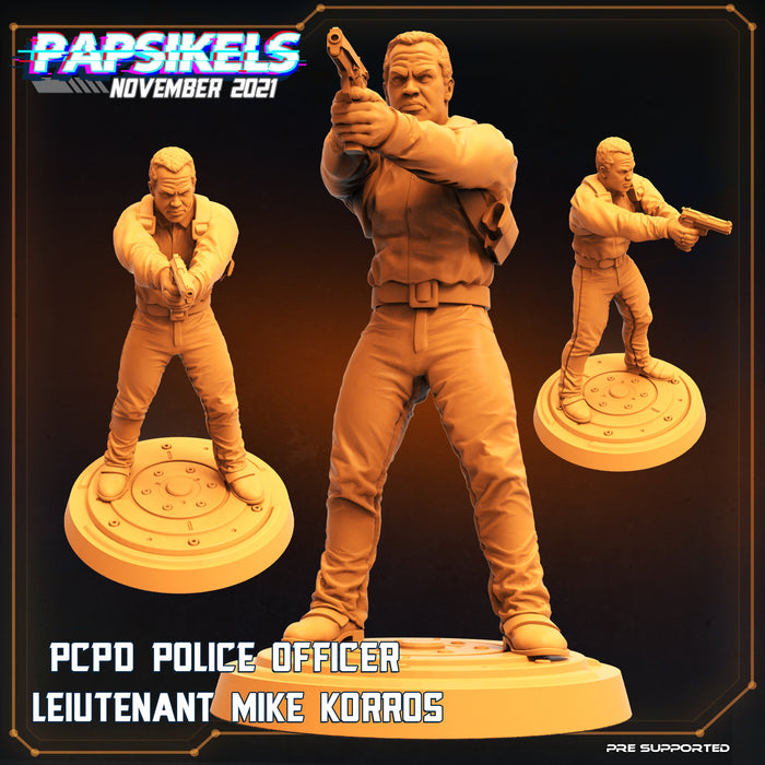 PCPD Police Officer Lieutenant Mike Korros | Skull Hunters III The Bone Clan | Sci-Fi Miniature | Papsikels TabletopXtra