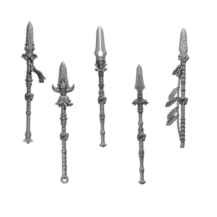 5x Space Warrior Spears | Primal Hounds | Grey Tide Studio | Sci-Fi Grimdark Custom Bitz Wargaming Miniatures 28mm 32mm