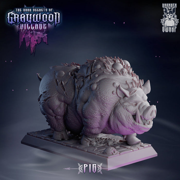 Pig | Graywood Village | Fantasy Miniature | Drunken Dwarf TabletopXtra
