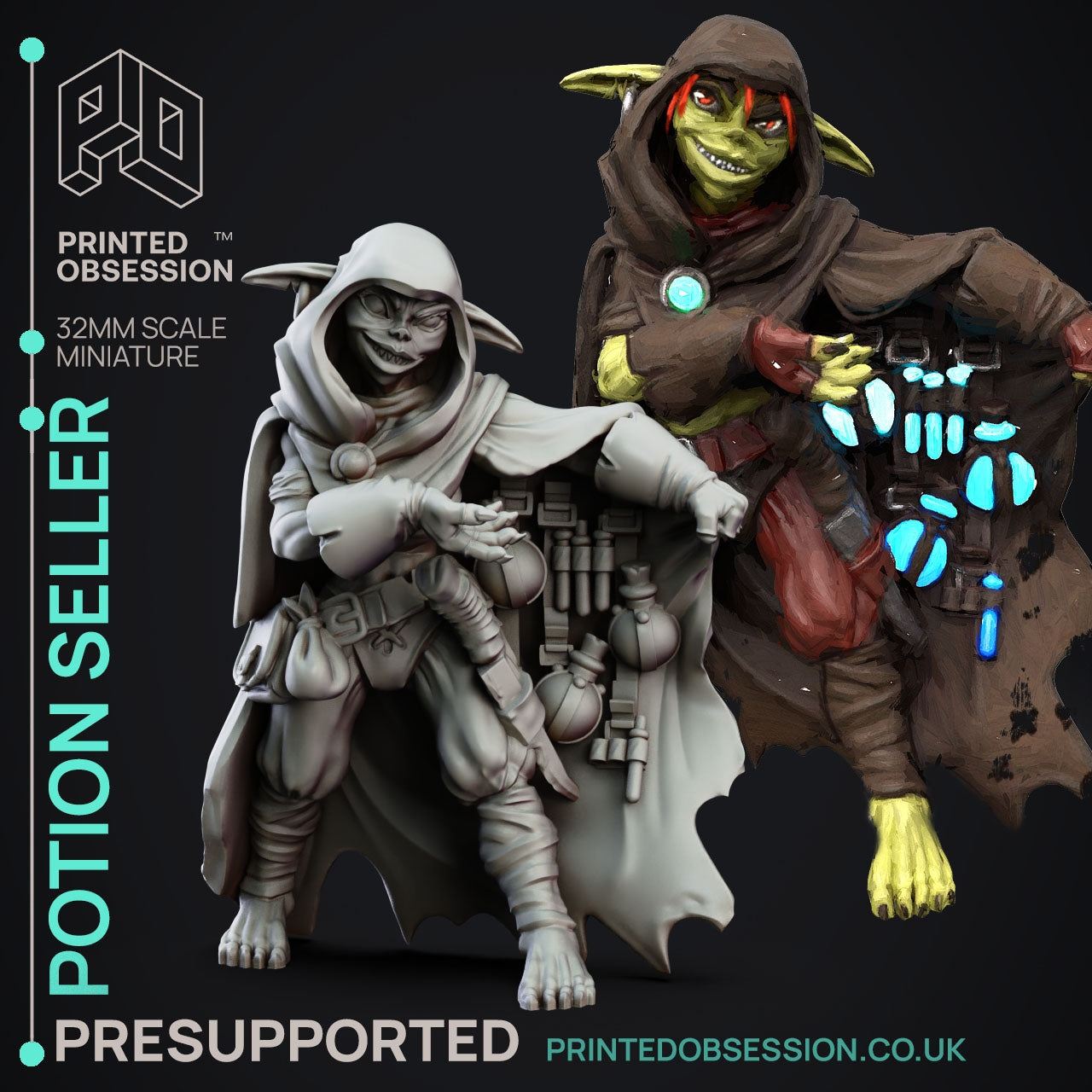 Potion Seller | Goblin Brewers | Fantasy Miniature | Printed Obsession TabletopXtra