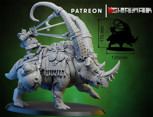 Rhino Rider Slinger | Ogres | Fantasy Miniature | Ghamak TabletopXtra