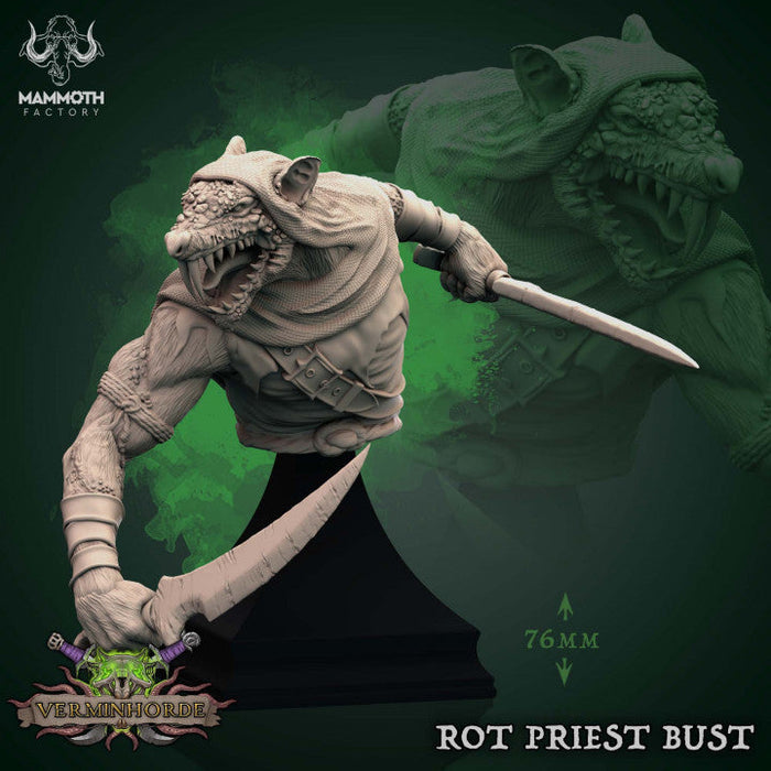 Rot Priest Bust | Verminhorde | Fantasy Miniature | Mammoth Factory TabletopXtra