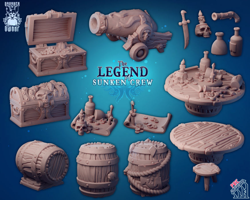 Scenery Miniatures | The Legend of Sunken Crew | Fantasy Miniature | Drunken Dwarf TabletopXtra
