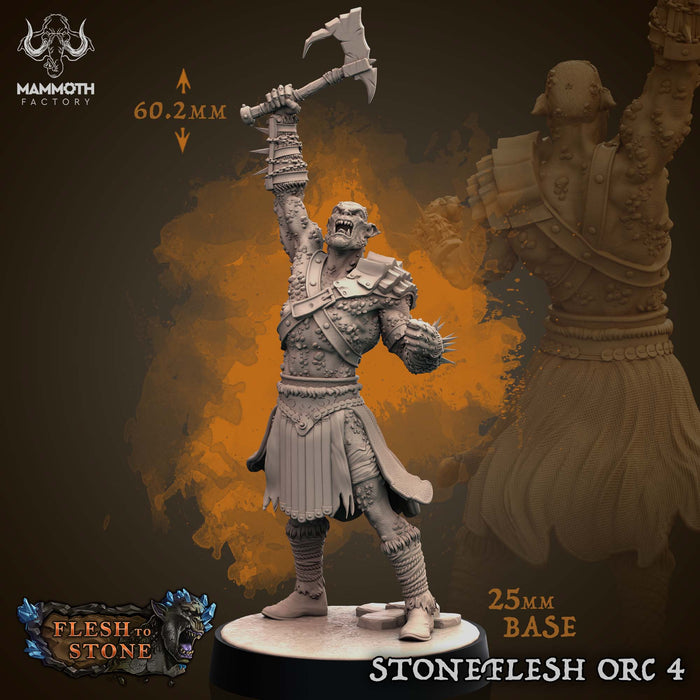 Stoneflesh Orc 4 | Flesh to Stone | Fantasy Miniature | Mammoth Factory TabletopXtra