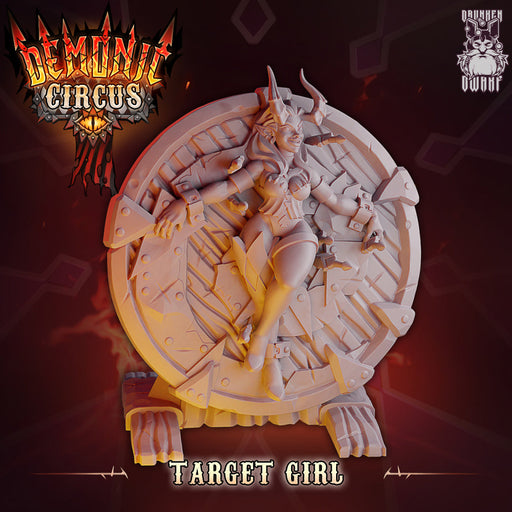 Target Girl | Demonic Circus | Fantasy Miniature | Drunken Dwarf TabletopXtra