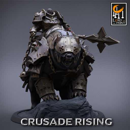 Templar Bear Rider w/ Lance A  | Crusade Rising | Fantasy Miniature | Lord of the Print TabletopXtra