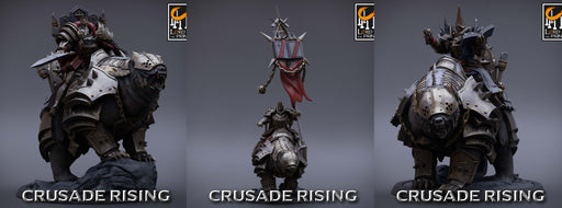 Templar King w/ Retinue Bear Rider Miniatures | Crusade Rising | Fantasy Miniature | Lord of the Print TabletopXtra