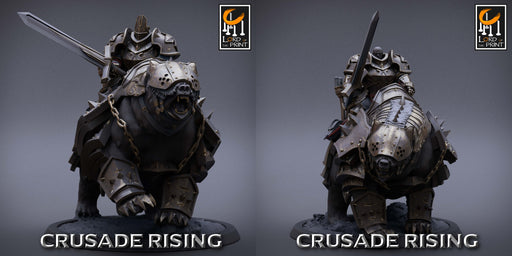 Templar w/ Sword Bear Rider Miniatures | Crusade Rising | Fantasy Miniature | Lord of the Print TabletopXtra