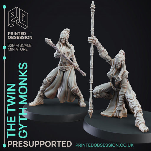 The Twin Gyth Monks | Ladies of the Tabletop | Fantasy Miniature | Printed Obsession TabletopXtra