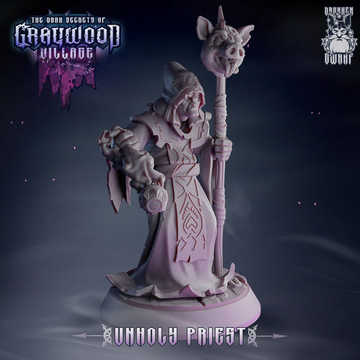 Unholy Priest Hooded | Graywood Village | Fantasy Miniature | Drunken Dwarf TabletopXtra