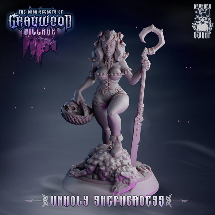 Unholy Shepherdess | Graywood Village | Fantasy Miniature | Drunken Dwarf TabletopXtra