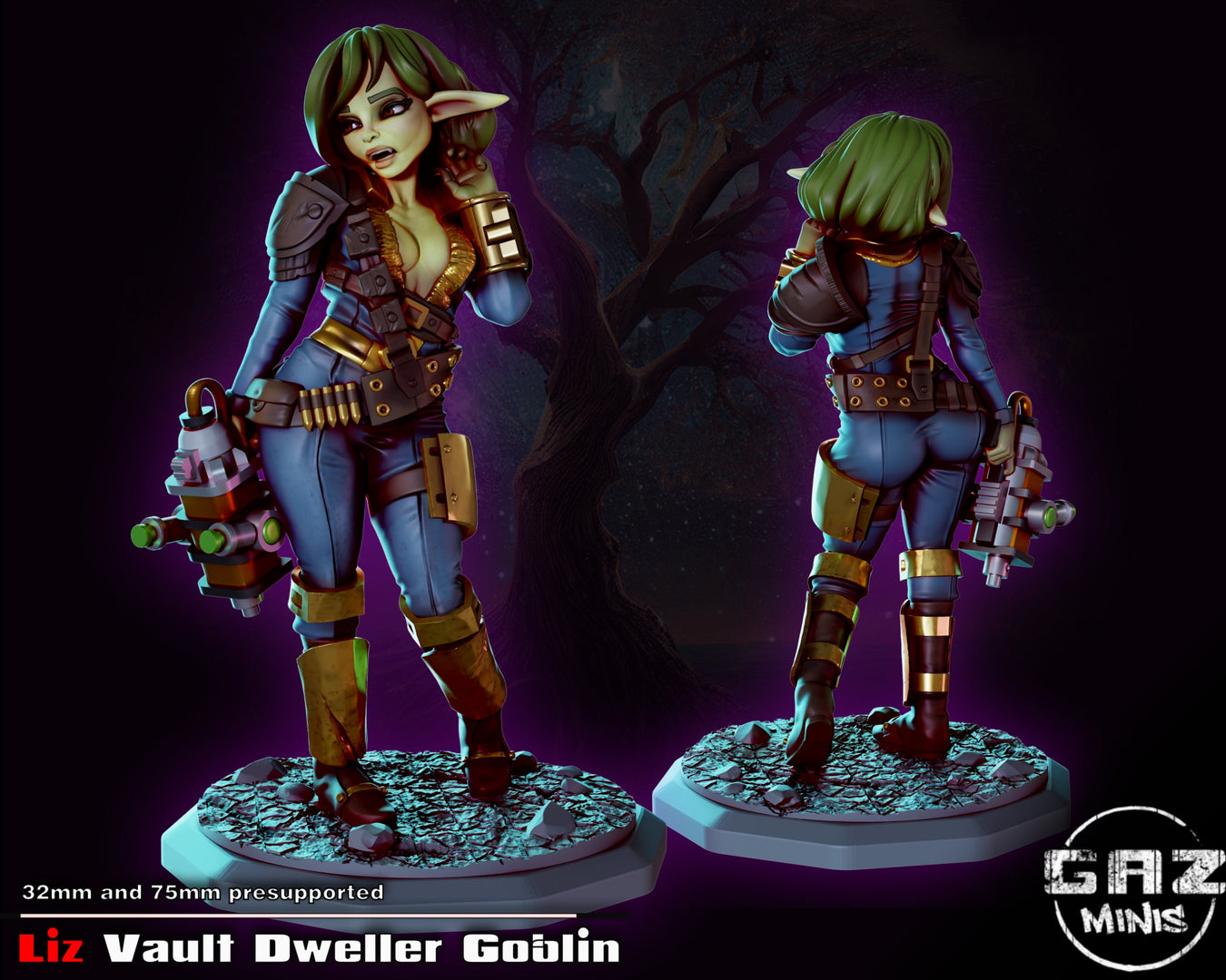 Vault Dweller Goblin | Pin-Ups of the Apocalypse | Fantasy Miniature | Gaz Minis TabletopXtra