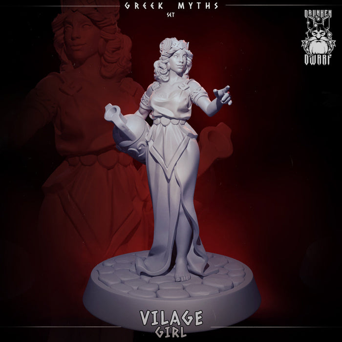 Village Girl | Greek Myths | Fantasy Miniature | Drunken Dwarf TabletopXtra