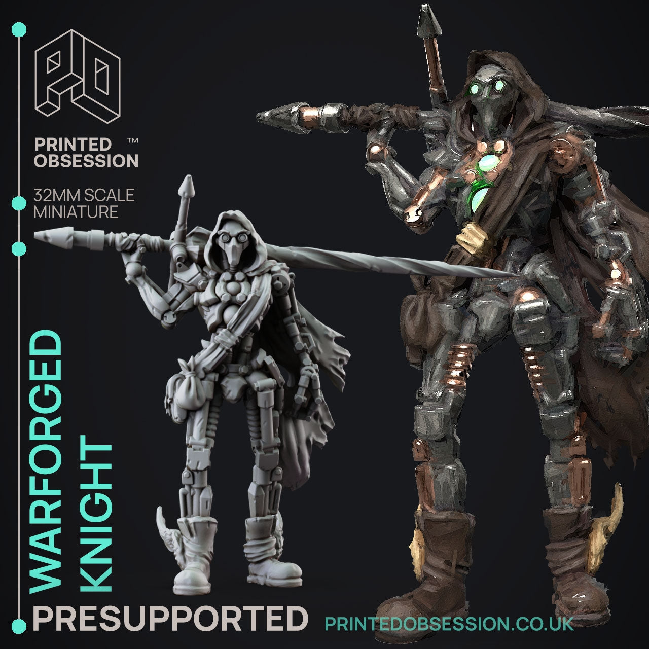Warforged Knight | NPC Foundlings | Fantasy Miniature | Printed Obsession TabletopXtra