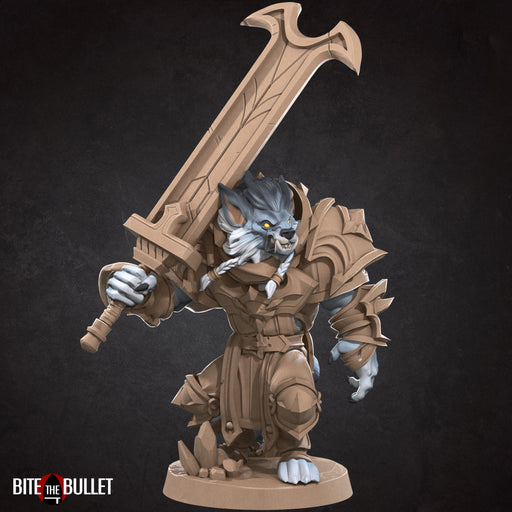 Warrior w/ Greatsword | Worgen | Fantasy Miniature | Bite the Bullet TabletopXtra
