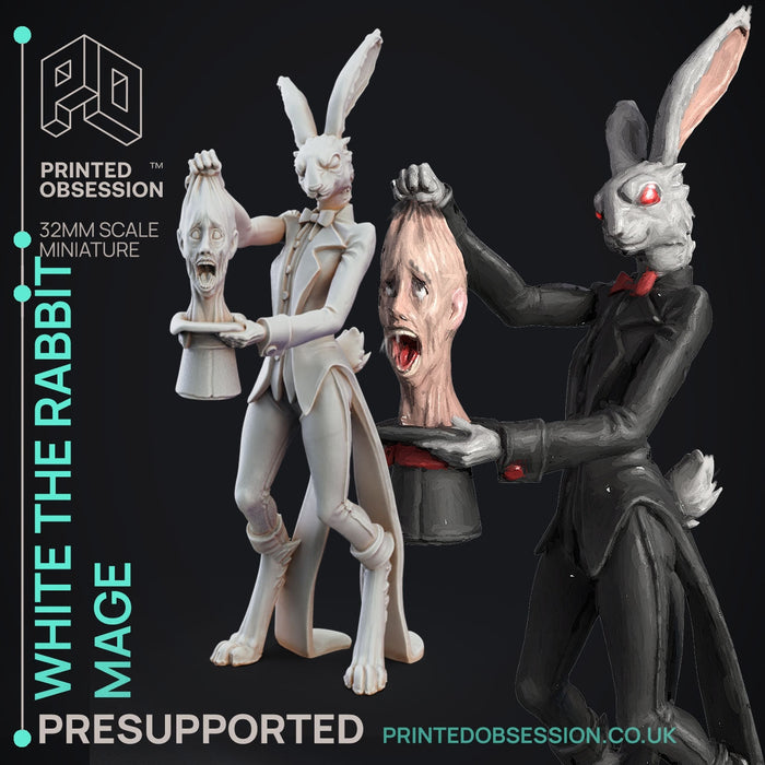 White the Rabbit Mage | Circus of Horrors | Fantasy Miniature | Printed Obsession TabletopXtra