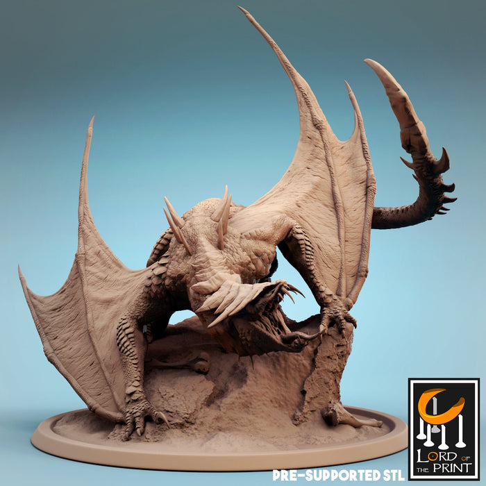 Wyvern Soldier Roaring | The Wyvern Swarm | Fantasy Miniature | Lord of the Print TabletopXtra